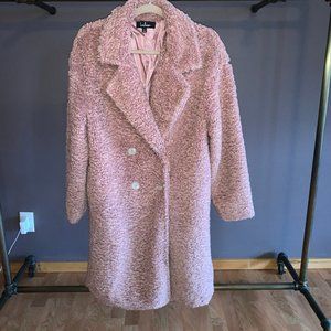 Lulus Mauve Pink Midi Teddy Coat